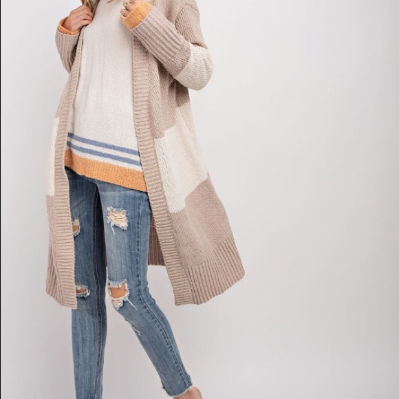 Chenille Boyfriend Longline Colorblock Cardigan - Picture 5 of 7